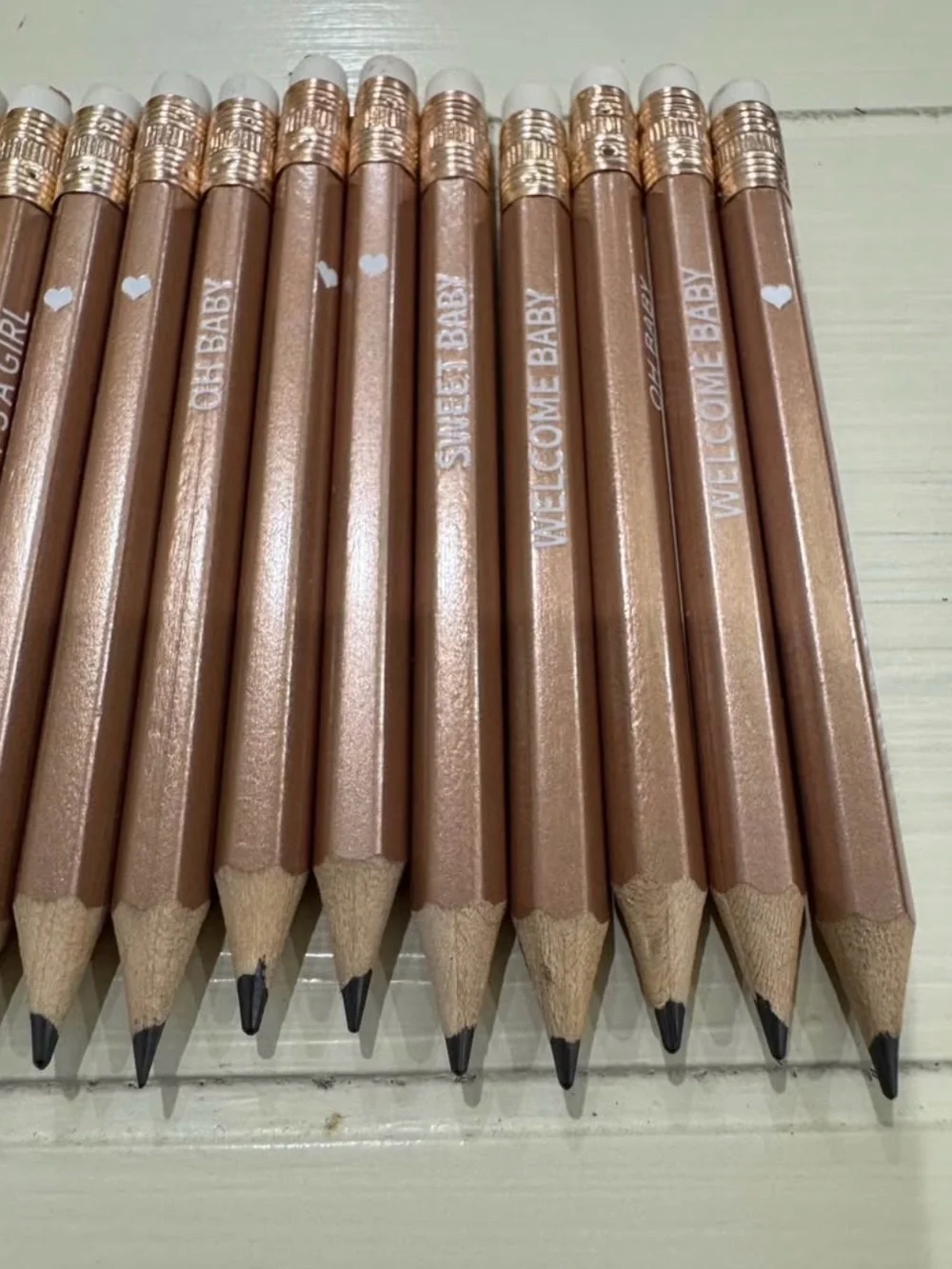 Rose Gold Party Pencils BAby Shower - Pack of Decorative Pencils